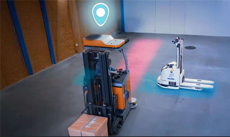 Two AGVs using ANT locator to navigate