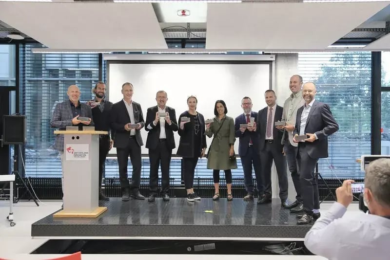 BlueBotics CEO Nicola Tomatis at the Prix Industrie 4.0 award